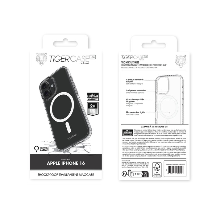 TIGER CASE LITE COQUE TRANSPARENTE MAGSAFE 2M IPHONE 16