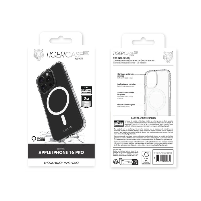 TIGER CASE LITE COQUE TRANSPARENTE MAGSAFE 2M IPHONE 16 PRO