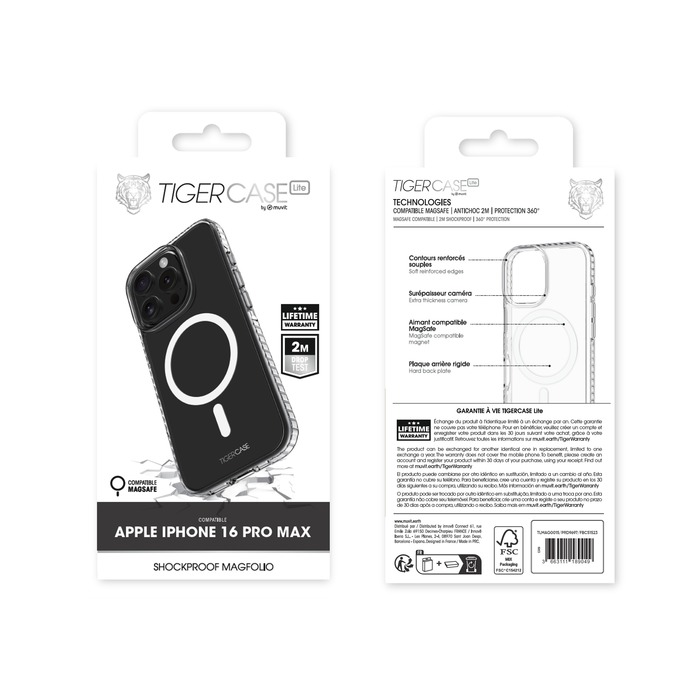 TIGER CASE LITE COQUE TRANSPARENTE MAGSAFE 2M IPHONE 16 PRO MAX