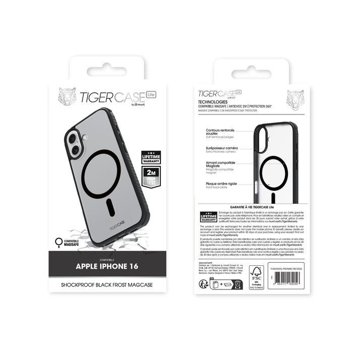 TIGER CASE LITE COQUE BORD NOIR MAGSAFE 2M IPHONE 16