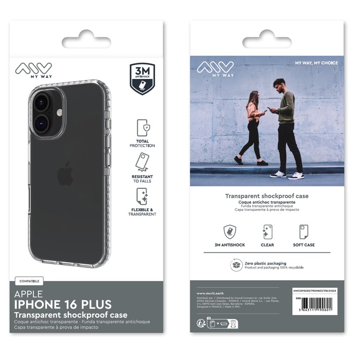 COQUE RENFORCEE 3M TRANSPARENTE IPHONE 16 PLUS