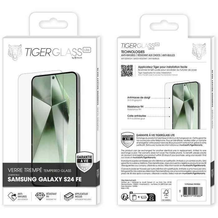 TIGER GLASS LITE CRISTAL TEMPLADO GARANTÍA DE POR VIDA SAMSUNG GALAXY S24 FE