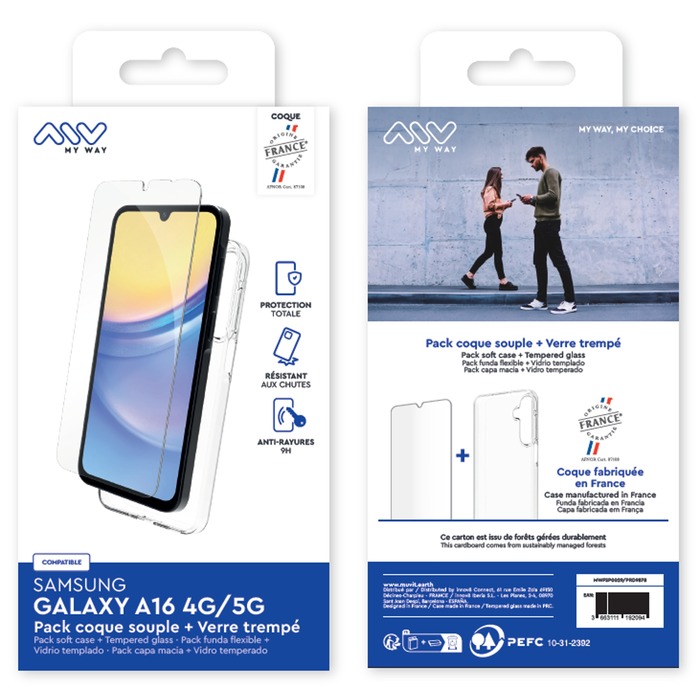 PACK CARCASA BLANDA + CRISTAL TEMPLADO SAMSUNG GALAXY A16 4G/5G