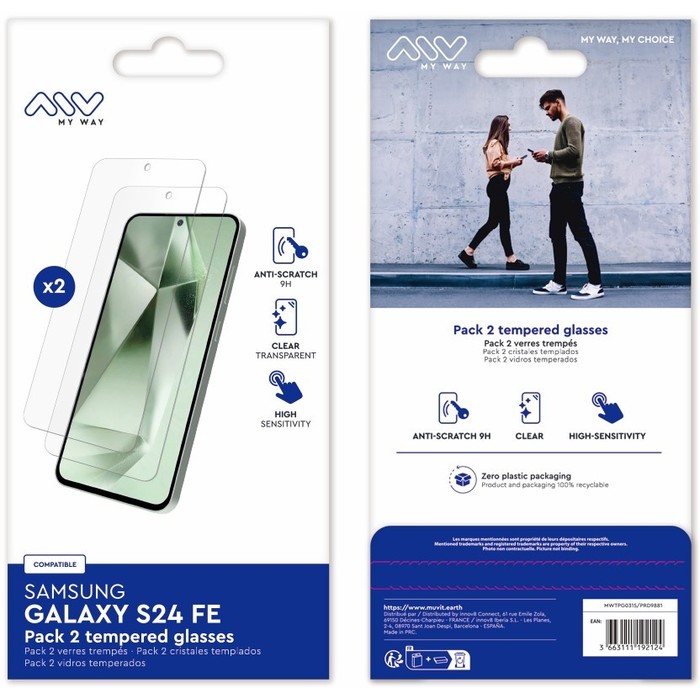 PACK 2 CRISTALES TEMPLADOS SAMSUNG GALAXY S24 FE