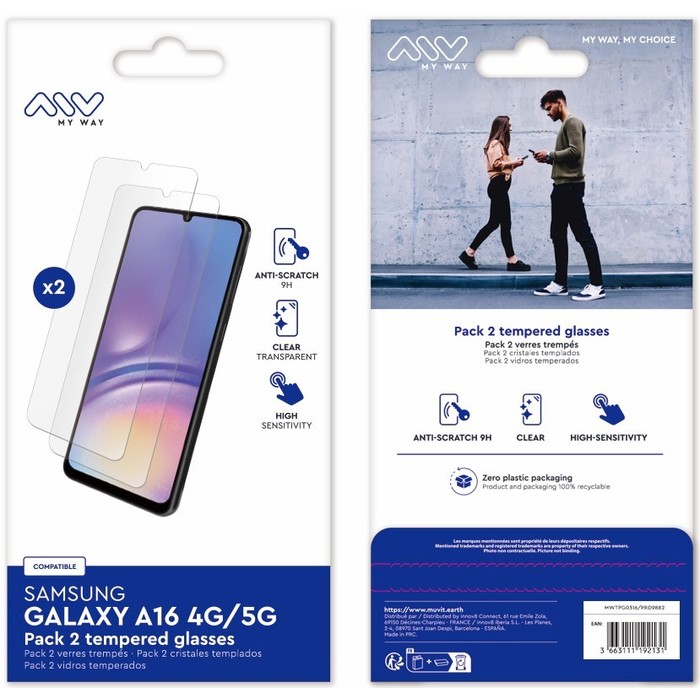 PACK 2 CRISTALES TEMPLADOS SAMSUNG GALAXY A16 4G/5G