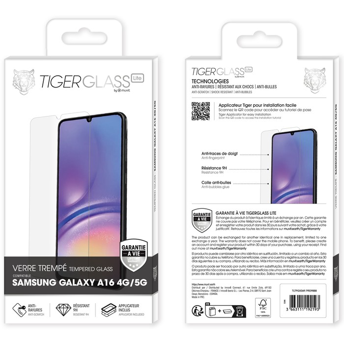 TIGER GLASS LITE CRISTAL TEMPLADO GARANTIA DE POR VIDA SAMSUNG GALAXY A16 4G/5G