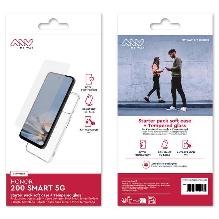 STARTER PACK COQUE SOUPLE + VERRE TREMPE HONOR 200 SMART 5G
