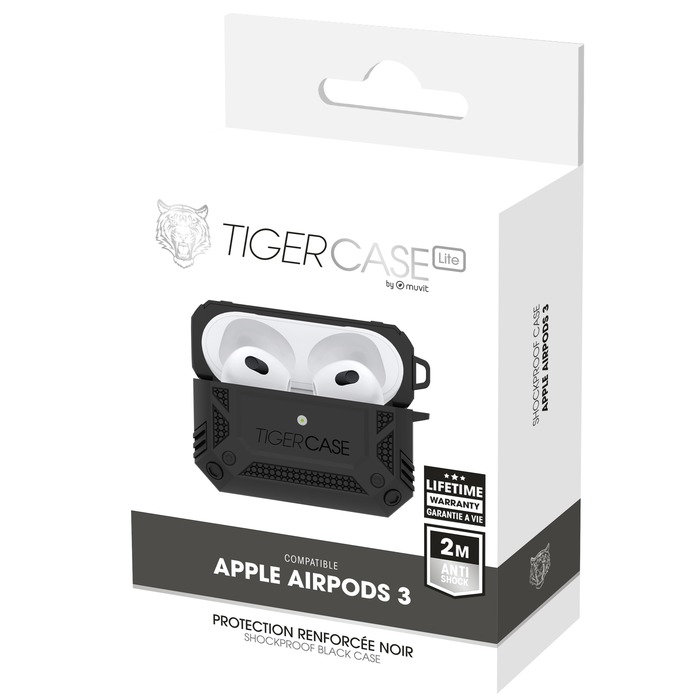 TIGER CASE LITE BOITIER ANTICHOC 2M AIRPODS 3 NOIR