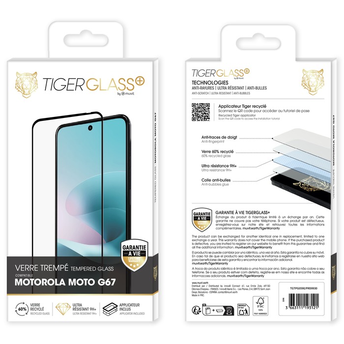 TIGER GLASS PLUS VERRE TREMPE RECYCLE MOTOROLA G67