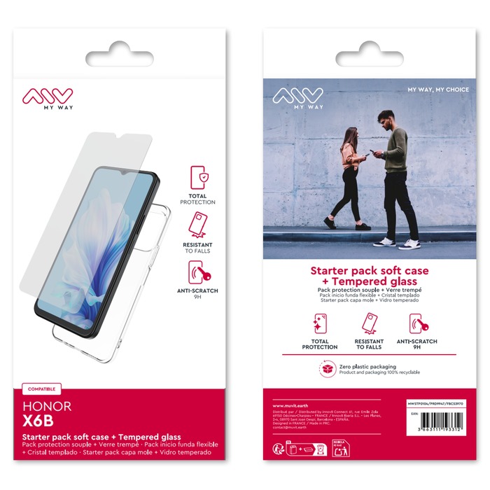 STARTER PACK COQUE SOUPLE + VERRE TREMPE HONOR X6B