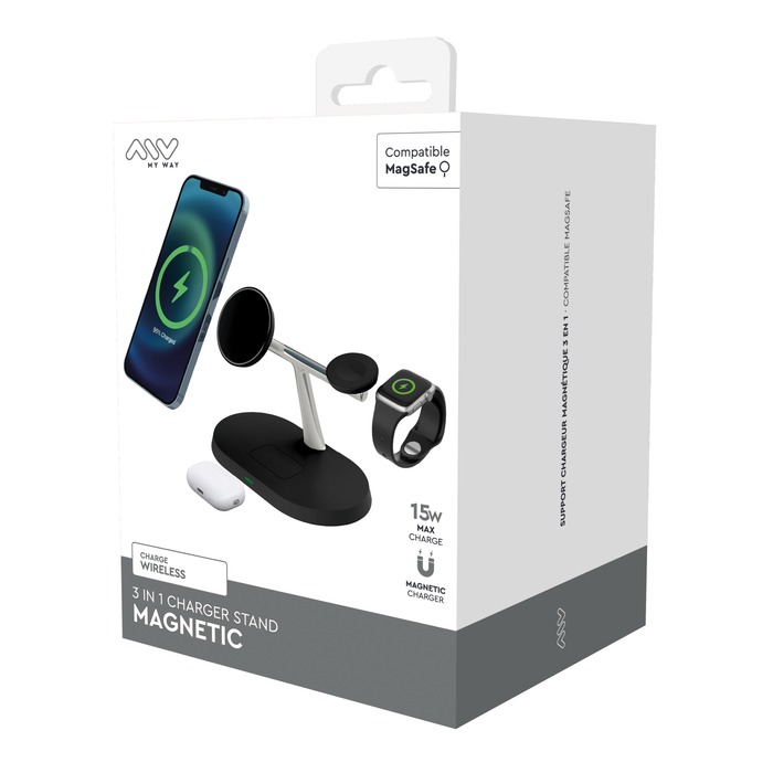 CHARGEUR SANS FIL STAND 3 EN 1 MAGSAFE NOIR
