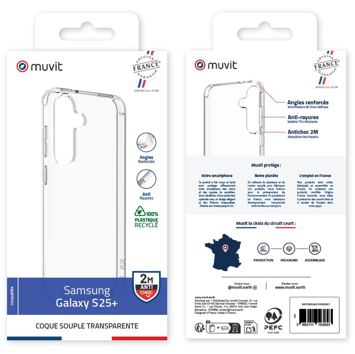 MUVIT FRANCE SAMSUNG GALAXY S25+ CARCASA RECICLADA TRANSPARENTE