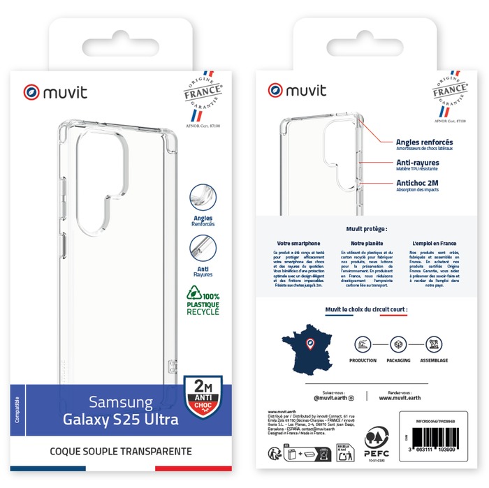 MUVIT FRANCE CARCASA RECICLADA TRANSPARENTE SAMSUNG GALAXY S25 ULTRA