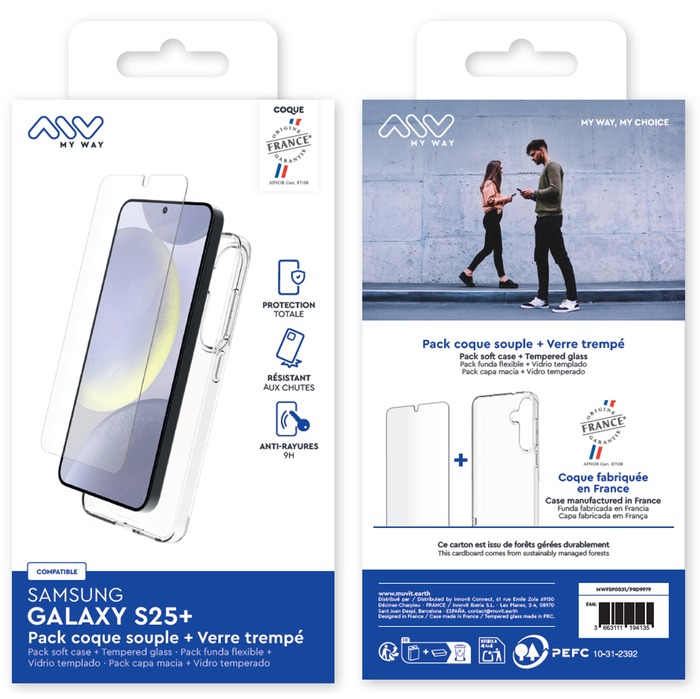 CONFEZIONE SOFT SHELL + VETRO TEMPERATO PER SAMSUNG GALAXY S25+