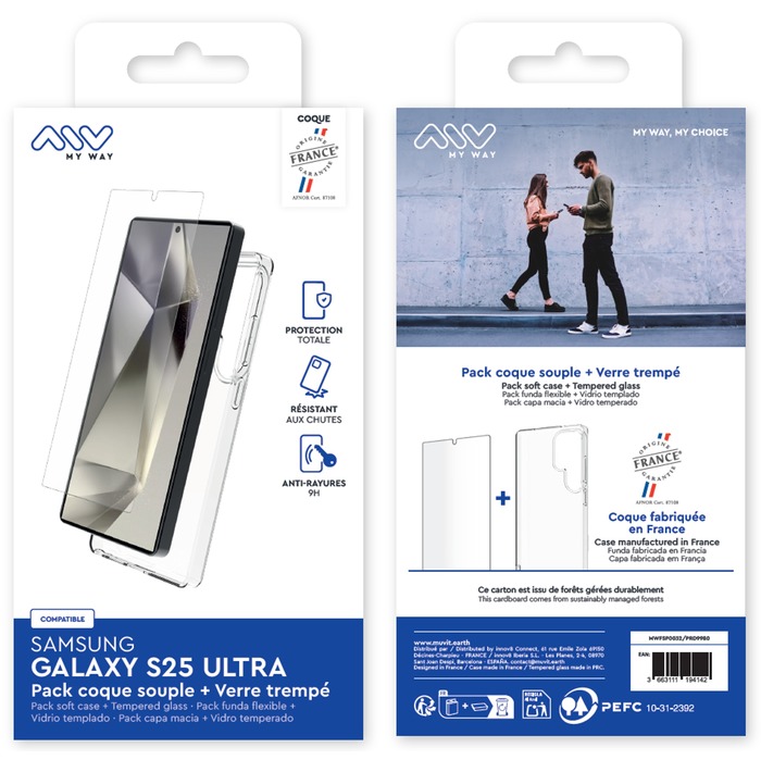 PACK COQUE SOUPLE + VERRE TREMPE SAMSUNG GALAXY S25 ULTRA