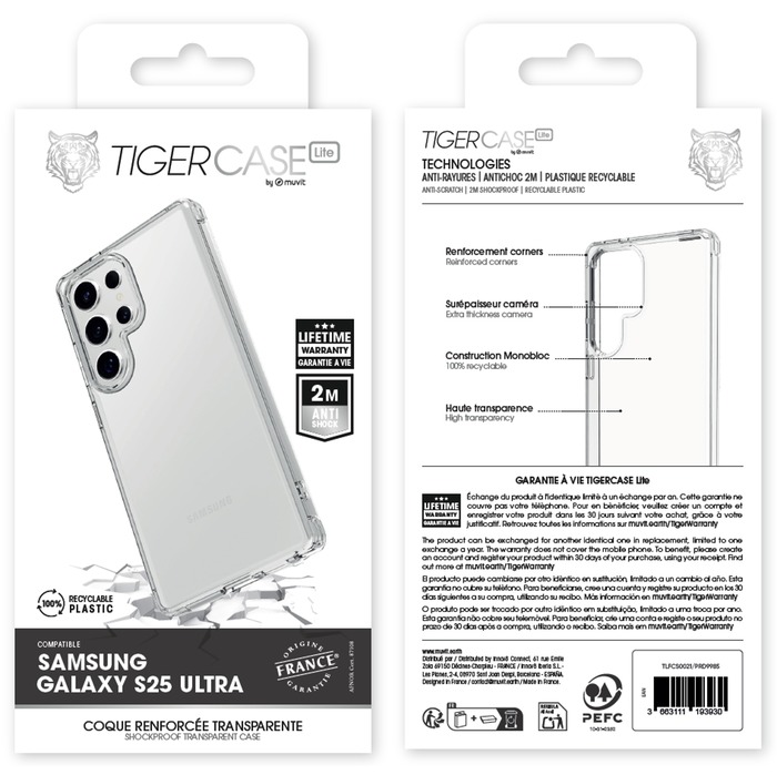 TIGER CASE LITE FRANCE COQUE TRANSPARENTE 2M SAMSUNG GALAXY S25 ULTRA