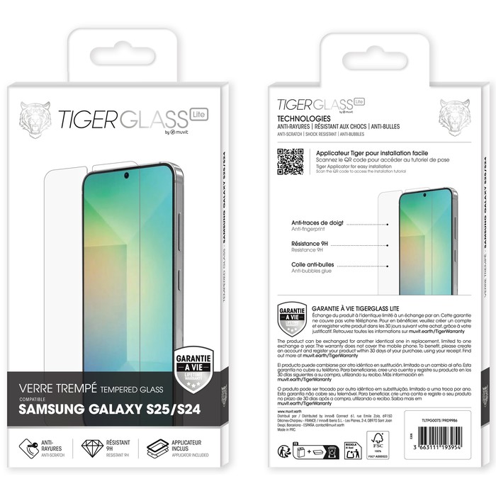 TIGER GLASS LITE VETRO TEMPERATO GARANZIA A VITA SAMSUNG GALAXY S25/S24