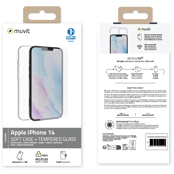 PACK COQUE RECYCLETEK + VERRE TREMPE IPHONE 14