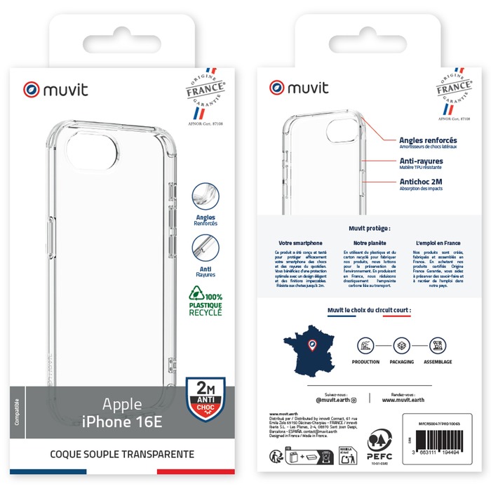 COQUE TRANSPARENTE RECYCLEE IPHONE 16E