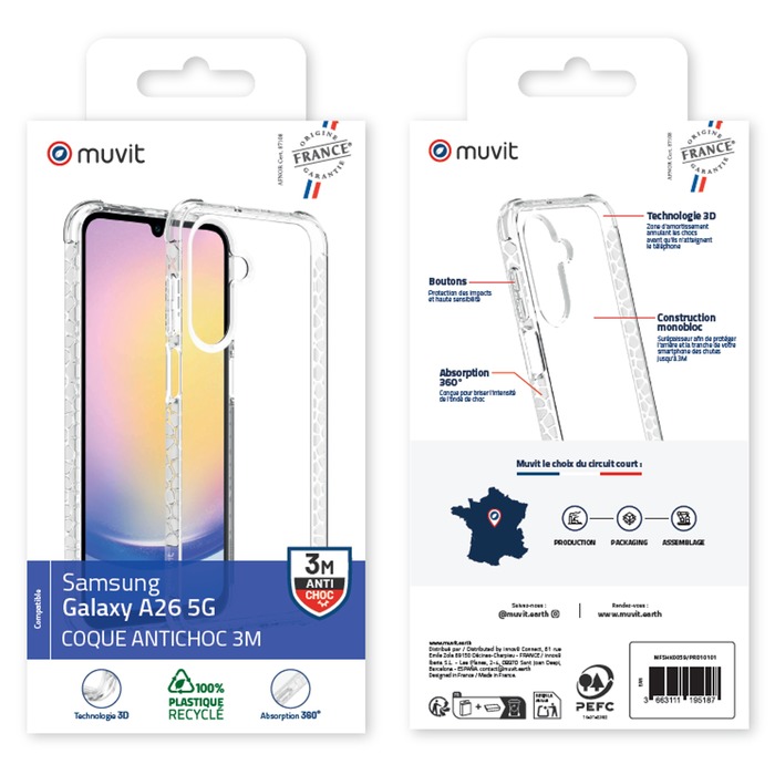 COQUE TRANSPARENTE RENFORCEE 3M SAMSUNG GALAXY A26 5G