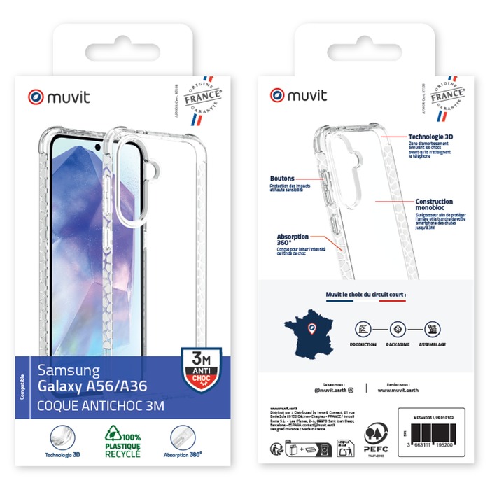 COQUE TRANSPARENTE RENFORCE 3M SAMSUNG GALAXY A36/A56