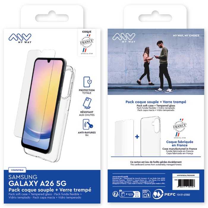 PACK COQUE SOUPLE + VERRE TREMPE SAMSUNG GALAXY A26 5G