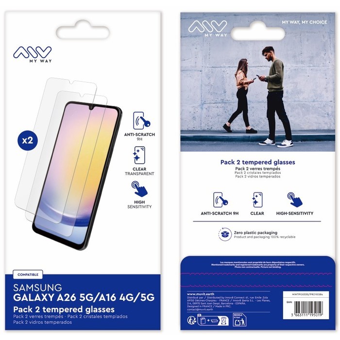 PACK 2 VERRES TREMPES SAMSUNG GALAXY A26 5G/A16 4G/5G