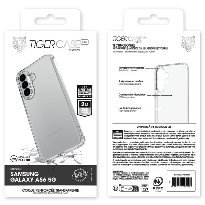 TIGER CASE LITE FRANCE COQUE TRANSPARENTE 2M SAMSUNG GALAXY A56 5G