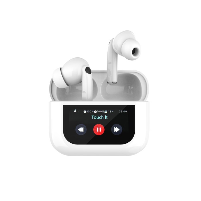 ECOUTEURS SANS FIL ANC TOUCH AVEC ECRAN DIGITAL BLANC