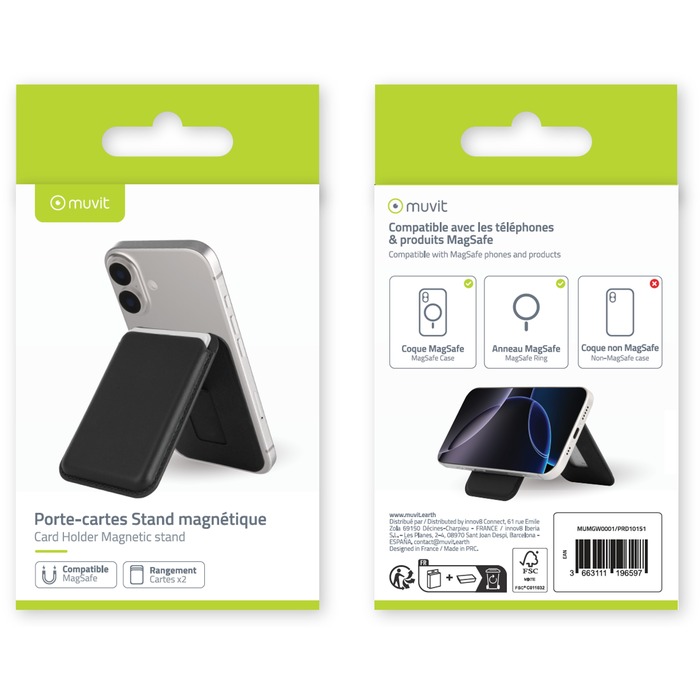 PORTE-CARTES MAGNETIQUE STAND MAGSAFE NOIR