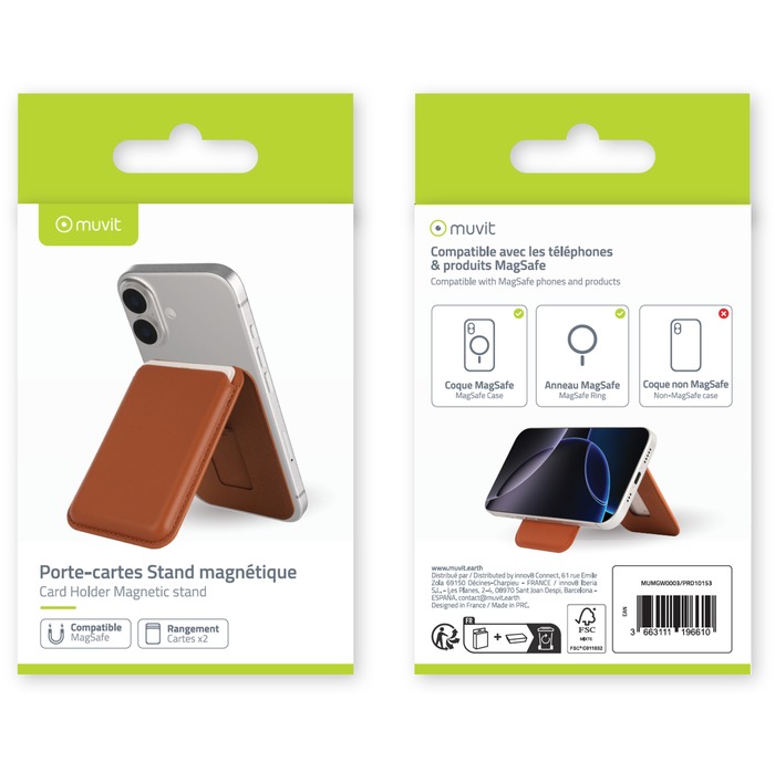 PORTE-CARTES MAGNETIQUE STAND MAGSAFE MARRON