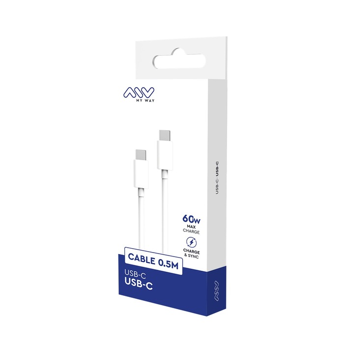 CABLE USB-C USB-C 0,5M BLANC