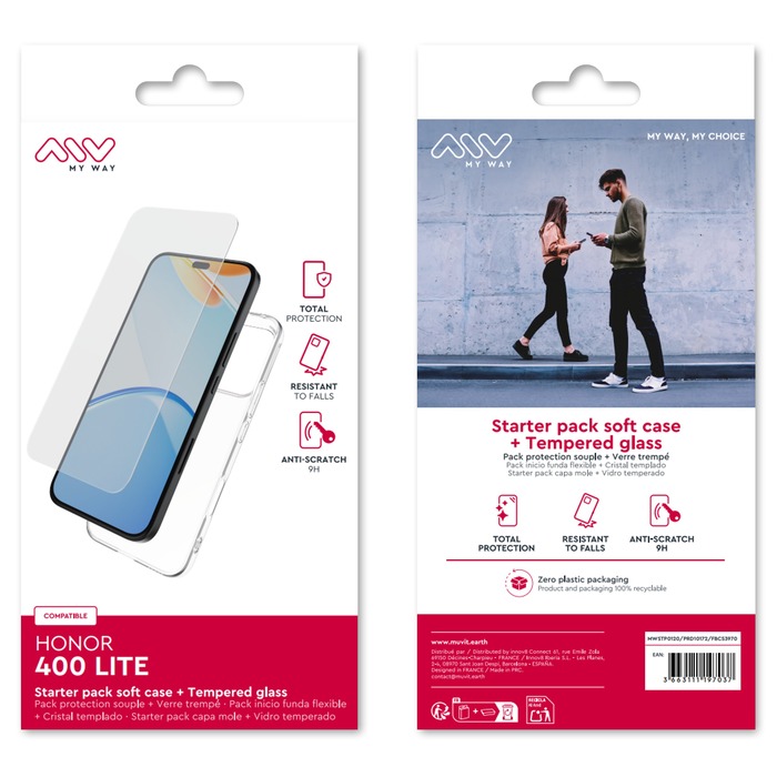 STARTER PACK COQUE SOUPLE + VERRE TREMPE HONOR 400 LITE