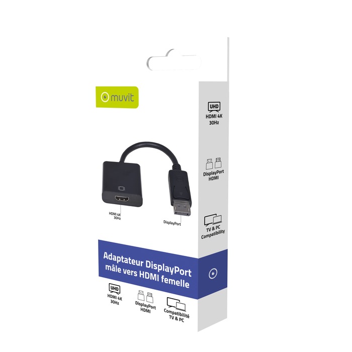 ADAPTATEUR DISPLAYPORT MALE VERS HDMI FEMELLE