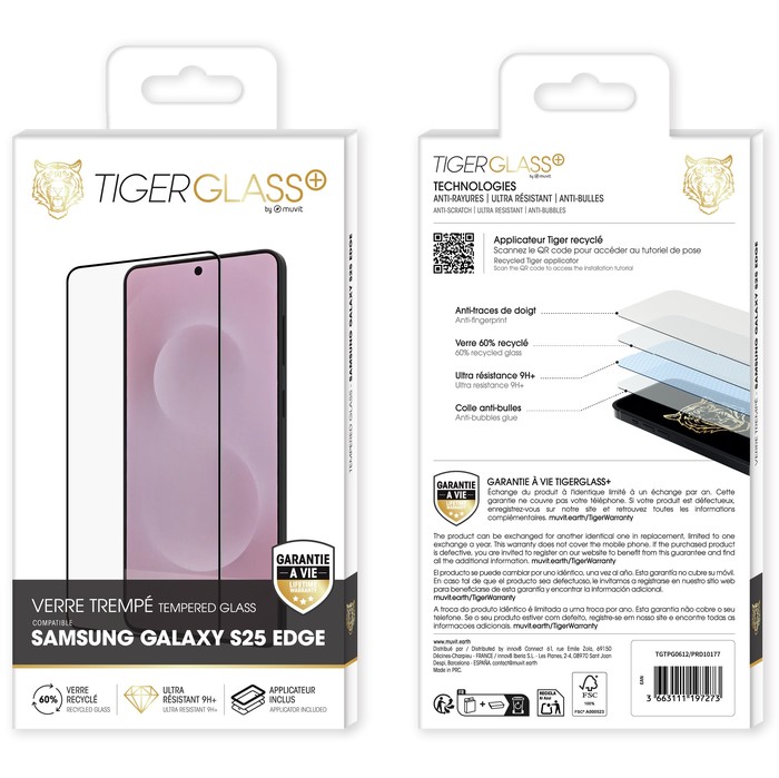 TIGER GLASS PLUS VERRE TREMPE RECYCLE SAMSUNG GALAXY S25 EDGE