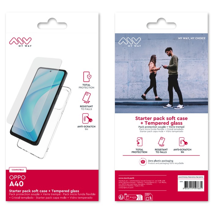 STARTER PACK COQUE SOUPLE + VERRE TREMPE OPPO A40