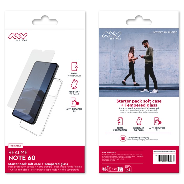 STARTER PACK COQUE SOUPLE + VERRE TREMPE REALME NOTE 60
