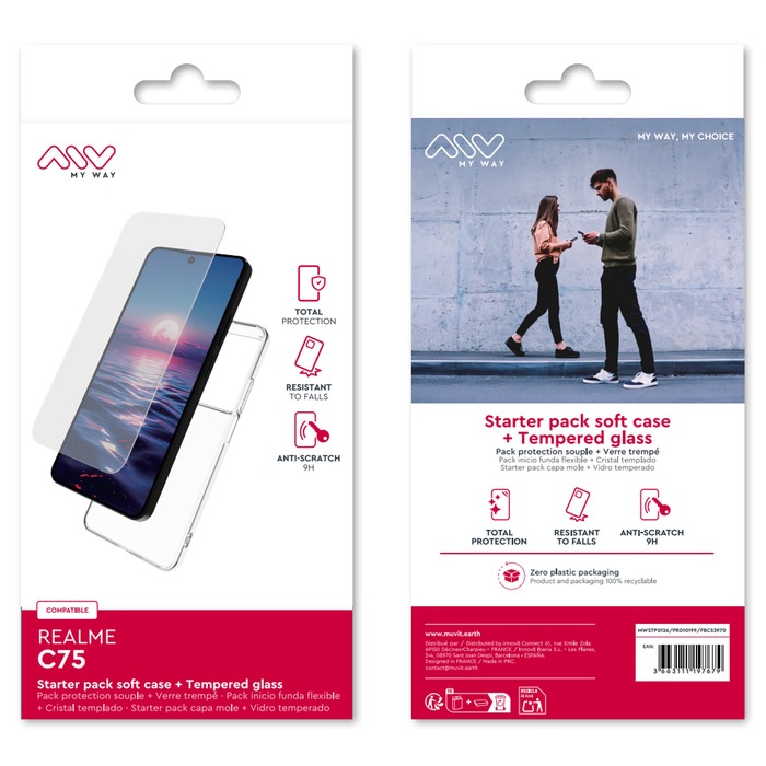 STARTER PACK COQUE SOUPLE + VERRE TREMPE REALME C75
