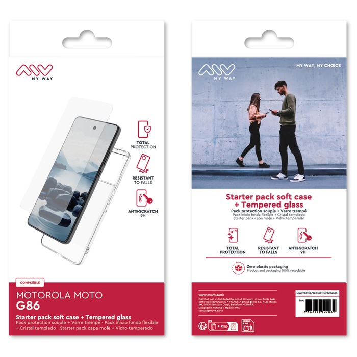 STARTER PACK COQUE SOUPLE + VERRE TREMPE MOTOROLA MOTO G86