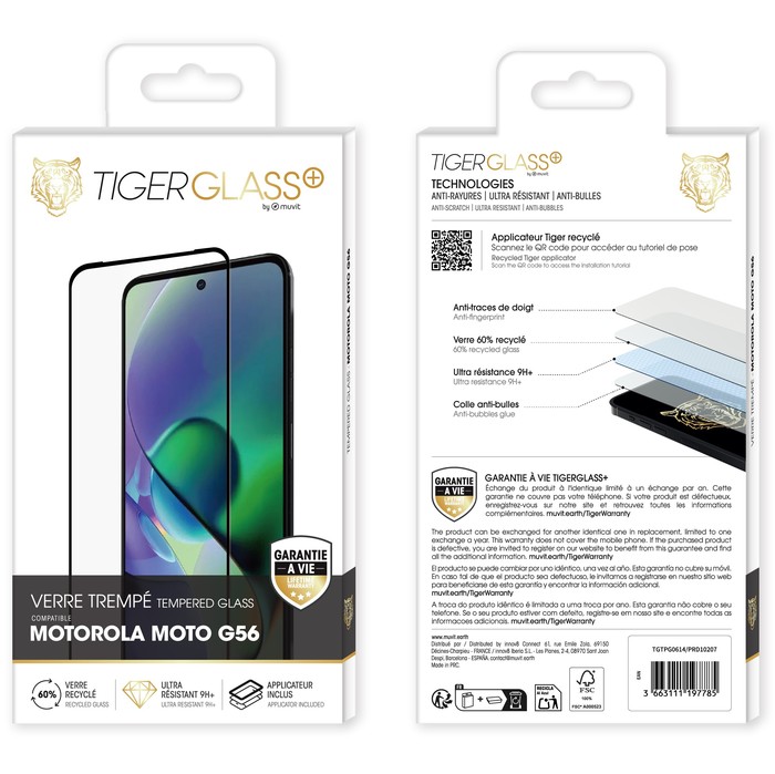 TIGER GLASS PLUS VERRE TREMPE RECYCLE MOTOROLA G56