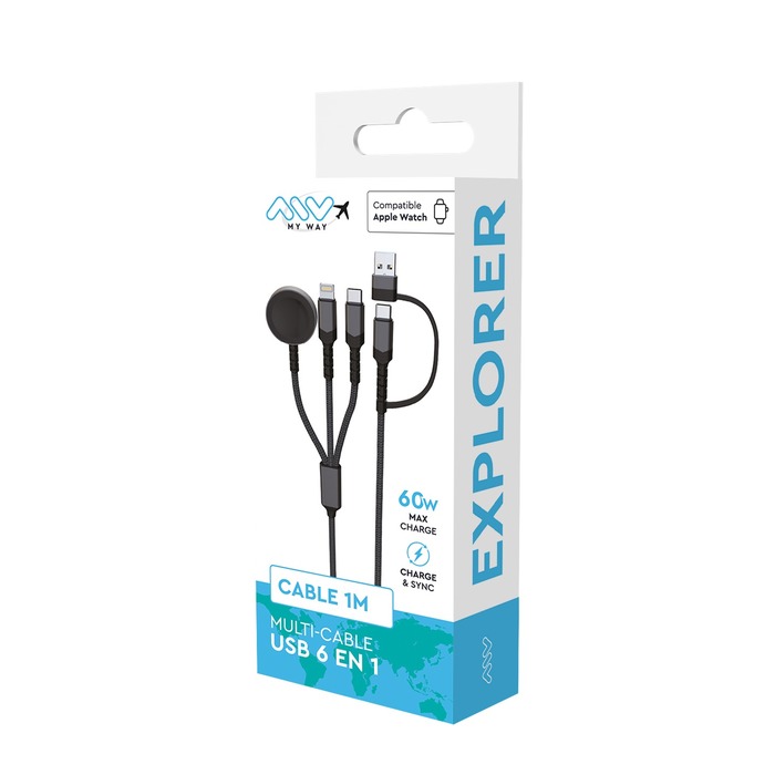 CABLE 6 EN 1 AVEC CHARGEUR APPLE WATCH