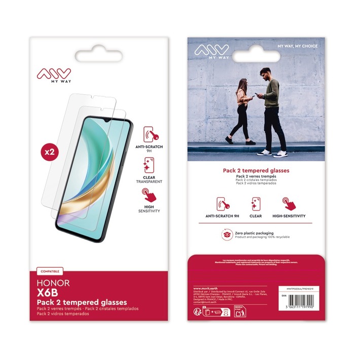 PACK 2 VERRES TREMPES HONOR X6B
