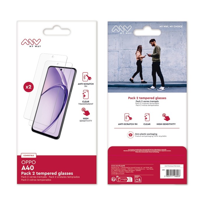 PACK 2 VERRES TREMPES OPPO A40