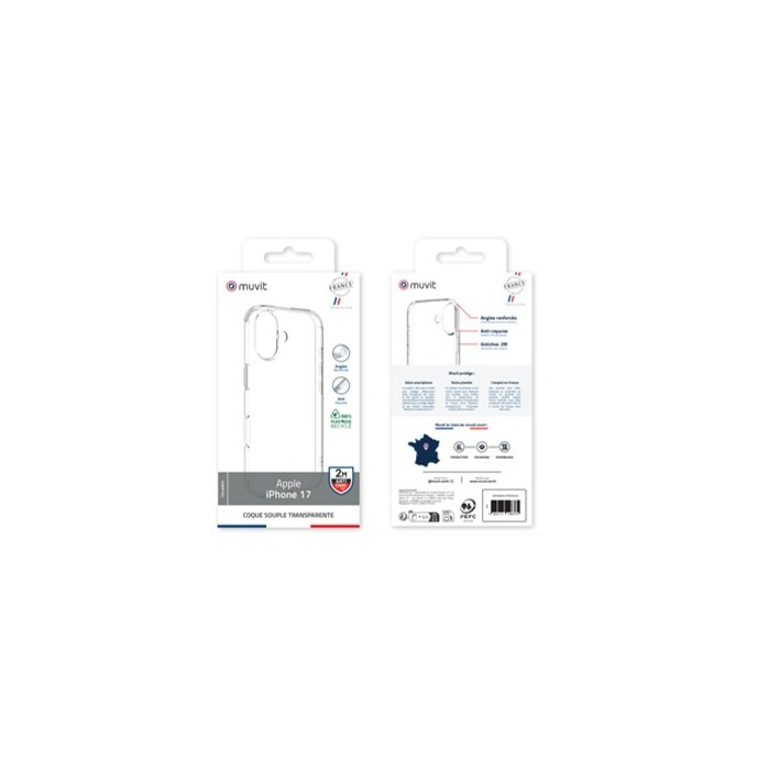 MUVIT FRANCE COQUE TRANSPARENTE 2M RECYCLEE IPHONE 17