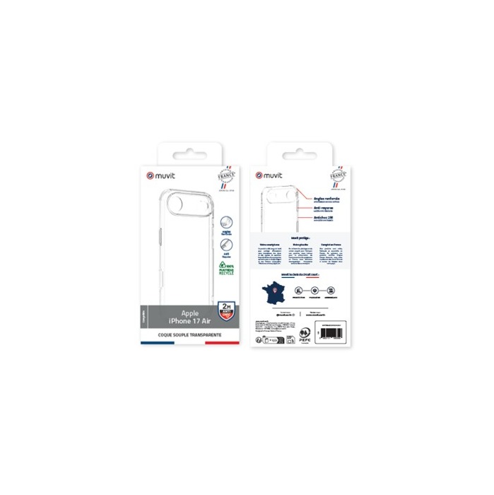MUVIT FRANCE COQUE TRANSPARENTE 2M RECYCLEE IPHONE 17 AIR