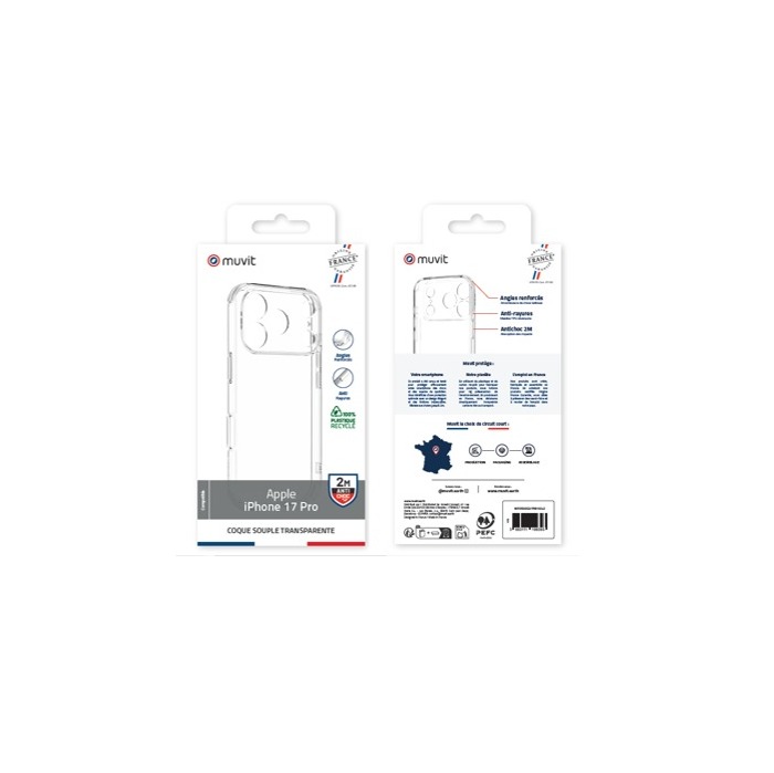 MUVIT FRANCE COQUE TRANSPARENTE 2M RECYCLEE IPHONE 17 PRO