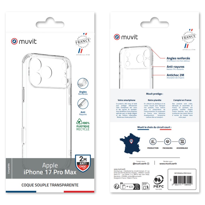 COQUE TRANSPARENTE 2M RECYCLEE IPHONE 17 PRO MAX