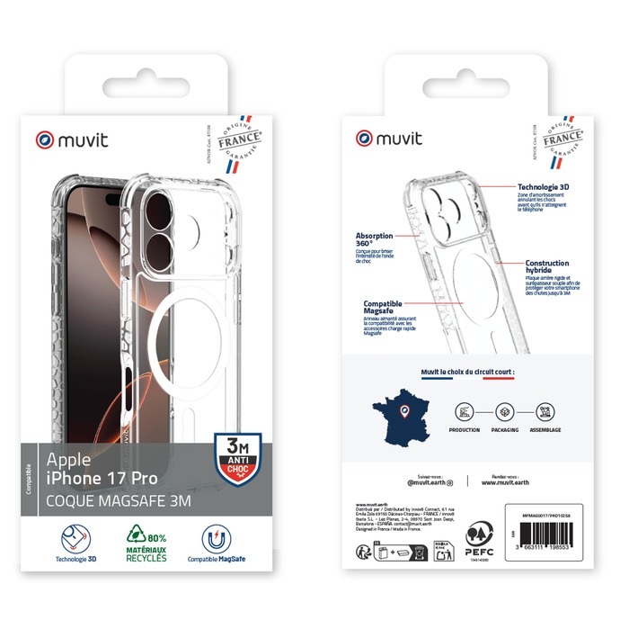 COQUE MAGSAFE 3M TRANSPARENTE IPHONE 17 PRO