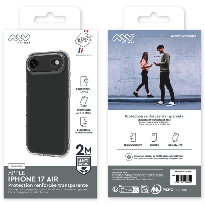 COQUE RENFORCEE 2M TRANSPARENTE IPHONE 17 AIR