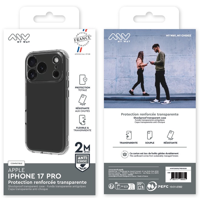 COQUE RENFORCEE 2M TRANSPARENTE IPHONE 17 PRO